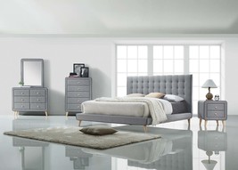 Valda 28&quot;x36&quot; Mirror, Light Gray Fabric - $102.00