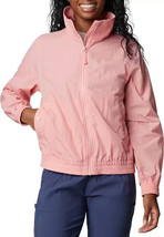 Columbia Windbreaker Women&#39;s Small Pink Full Zip Lightweight Jacket Track - $34.99