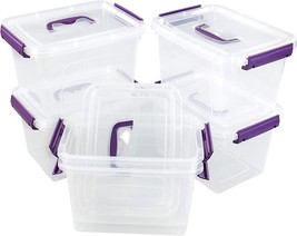 Sosody 6 Quart Plastic Storage Box With Lids And Handles, 6 Packs - £33.56 GBP