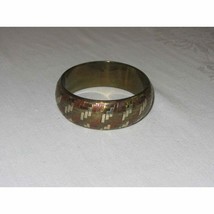 Vintage Brass Copper Bangle Bracelet Tri Color Chunky Woven - £23.48 GBP