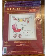 NEW Cross Stitch Kit RIOLIS It&#39;s a Girl Birth Record Baby Carriage #R1417 - $10.00