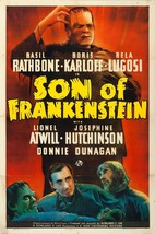 1939 Son Of Frankenstein Movie Poster 11X17 Boris Karloff Bela Lugosi ⚡ - £9.16 GBP