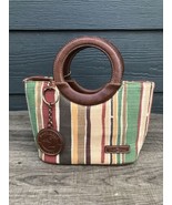 Duck Head Woven Tote Handbag Purse Multicolor w Leather Key Fob Summer V... - £32.80 GBP