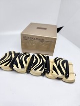 Vintage 198 Avon Zebra Stripe Black &amp; White Striped Expansion Bracelet Large - £7.56 GBP