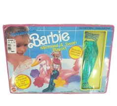 Vintage 1990 Barbie Doll Bathtime Fun Mermaid &amp; Swan Playset # 7555 Sealed Box - £44.09 GBP
