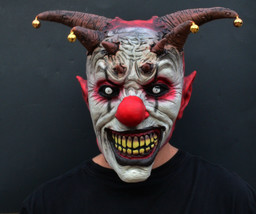 Creepy Evil Scary Halloween Clown Mask Latex Evil Jester Clown - £15.81 GBP