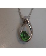 Beautiful Dainty Silvertone Peridot (August) Necklace Branded Cursive A.... - £15.57 GBP