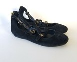 Joie Helena Suede Flat Ankle Strap Womens Size 36 US 6 Black Buckle Zip ... - $21.24