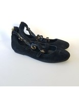 Joie Helena Suede Flat Ankle Strap Womens Size 36 US 6 Black Buckle Zip Strappy - $21.24
