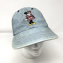 Vintage Walt Disney World Minnie Mouse Denim Embroidered Baseball Cap Hat - £17.10 GBP