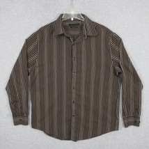 Axist Men&#39;s Button Up Shirt Modern Fit Brown Stripe XL Long Sleeve - $14.10