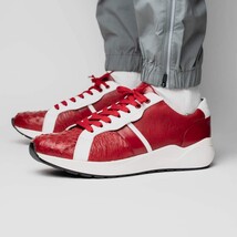Lyon II Genuine Ostrich and Calfskin Fashion Sneaker Red / White image 6