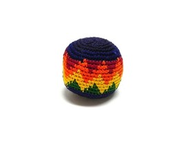 Rainbow Multicolored Crochet Zig Zag Geometric Pattern Hacky Ball Foot B... - $9.89