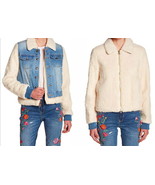 Juicy Couture Faux Shearling Jacket XSmall + Denim Vest Wear 3 Ways $348... - £95.24 GBP