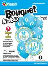 Qualatex - &quot;Bouquet In A Box&quot; Baby Boy Footprints Mylar &amp; Latex Balloons (7ct) - $17.99