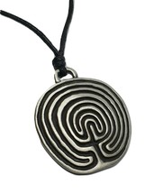 Labyrinth Pendant Necklace Ancient Symbol Cornish Tintagel Pewter Cord Plush Bag - £14.13 GBP