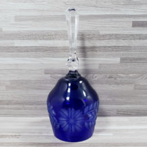 Vintage Cobalt Blue Cut to Clear Glass 7.25&quot; Bell - £23.14 GBP