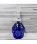 Vintage Cobalt Blue Cut to Clear Glass 7.25&quot; Bell - £22.75 GBP