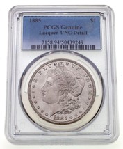 1885 Silver Morgan Dollar Graded by PCGS as Genuine UNC Details - Lacquer - £94.81 GBP