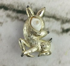 Vintage Pin Brooch Gold Toned Deer Fowl White Eye Fashion Jewelry  - $15.84
