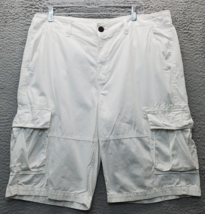 Urban Pipeline Cargo Shorts Men Size 36 White 100% Cotton Flat Front Relaxed Fit - $18.49