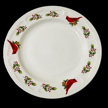 4 Gibson Winter Bird Holly Christmas Cardinal Dinner Plates 10&quot; Red Cardinal - £32.56 GBP