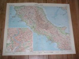 1956 Vintage Map Of Central Italy Lazio / Scale 1:1,000,000 / Rome Inset Map - £22.50 GBP