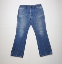 Vtg 90s Streetwear Mens 36x32 Distressed Flared Wide Leg Denim Jeans Blu... - $59.35