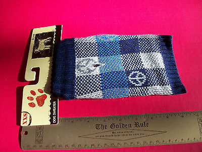 Pet Gift Dog Clothes XXS Blue Plaid Peace Sweater Outfit Cold Weather Ap... - $5.49