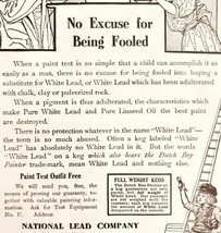 Dutch Boy NLC Lead Paint 1908 Advertisement Painting No Excuse For Fool ... - $69.99