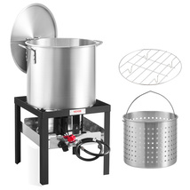VEVOR 100-qt Seafood Boil Kit 100k BTU Aluminum Strainer Basket Burner Rack - $195.99