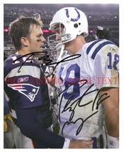 Peyton Manning And Tom Brady Signed Autograph 8x10 Rp Photo Legendary Qb&#39;s - £15.17 GBP