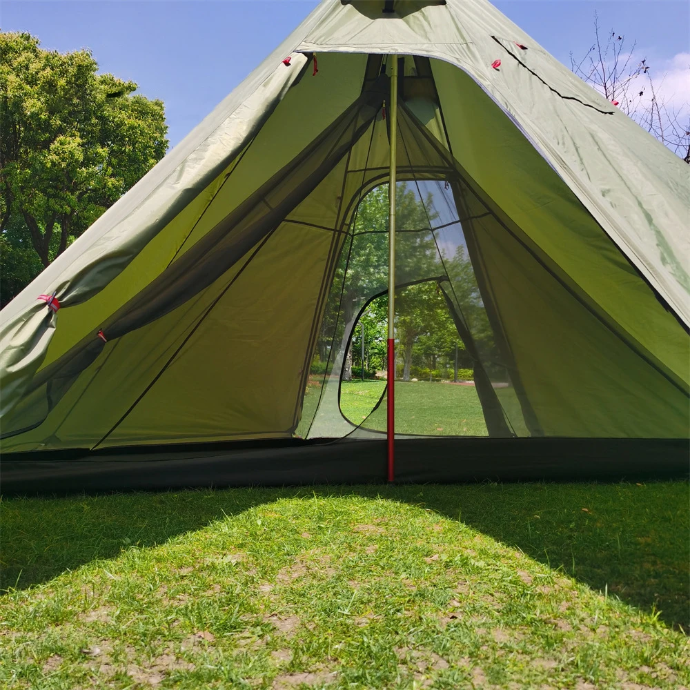 10.5&#39; x 5.2&#39; Camping Tent with Stove Jack Outdoor Teepee Tent Two Doors Designed - £99.99 GBP+