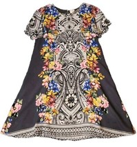 Pink Owl Colorful Paisley Floral Print Cocktail Lined Shift Dress - Size S - £11.76 GBP