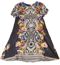 Pink Owl Colorful Paisley Floral Print Cocktail Lined Shift Dress - Size S - £11.16 GBP