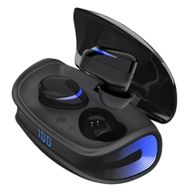 Black Wireless Earbuds Built-in Mic LED Charging Case &amp; 21 Hours , Bluetooth 5.0 - £23.89 GBP