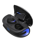 Black Wireless Earbuds Built-in Mic LED Charging Case &amp; 21 Hours , Bluet... - £22.01 GBP+