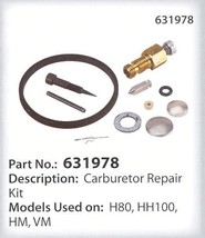 TECUMSEH 631978 CARBURETOR REPAIR KIT H80 HH40 HH50 HH60 HH70 - £9.83 GBP
