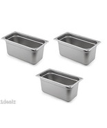 1/3 Size Buffet PAN 3 PACK CATERING HOTEL DISH ONE THIRD SIZE PANS Stain... - $94.75 CAD