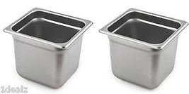 1/6 Size Standard Anti-Jam Stainless Steel Steam Table Hotel Pan - 6&quot; (2) Pack - £23.36 GBP