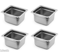1/6 Size Anti-Jam Stainless Steel Steam Table / Hotel Pan - 4&quot; (4) Pack ... - £47.57 GBP