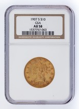 1907-S G$10 Gold Liberty Kopf Ausgewählten Von NGC As AU-58 ! Released Von Gsa - £2,991.33 GBP