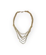 Gold-tone Mixed Chain Rhinestones Multistrand Layered Necklace Fashion J... - £19.55 GBP
