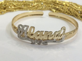 Personalized 14K gold overly any Name id Bracelet Bangle adjustable/d1 - £23.94 GBP