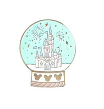 Disney Princess Castle Snow Globe 1 Inch Enamel Metal Lapel Pin, Mickey Ears Pin - £4.30 GBP