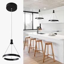 1 Pack Dimmable LED Pendant Light Kitchen Island 15W Modern Dining Room Black - £22.82 GBP
