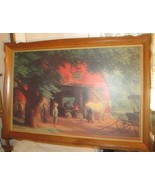 Vtg Textured Print by Paul Detlefsen 24x36in Horse And Buggy Days framed... - $244.00