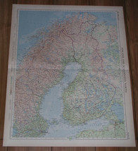 1955 Vintage Map Of Finland Sweden Norway Russia Baltic Sea / Scale 1:2.500,000 - $29.44