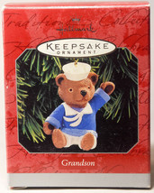 Hallmark: Grandson - Waving Teddy Bear - 1998 Holiday Ornament - $12.86