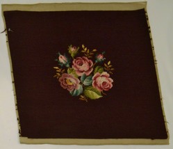 Roses &amp; Rosebuds Floral Needlepoint Embroidery Art Panel Craft Upholstery - £71.90 GBP